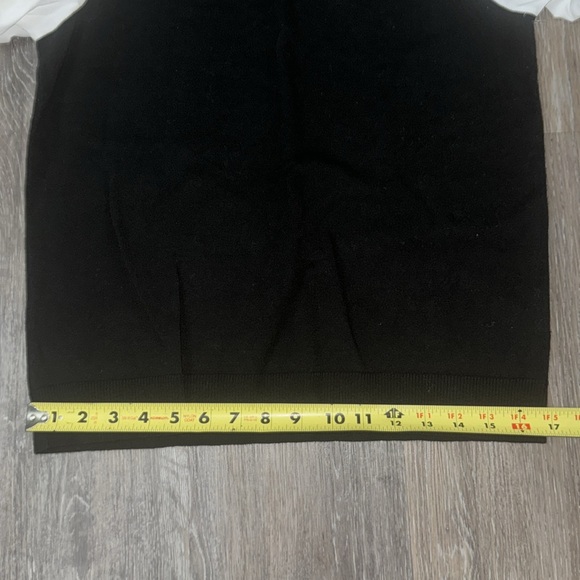 CeCe Black Top with White Puff Sleeves with Pearl Accents- Size Small - Picture 8 of 9